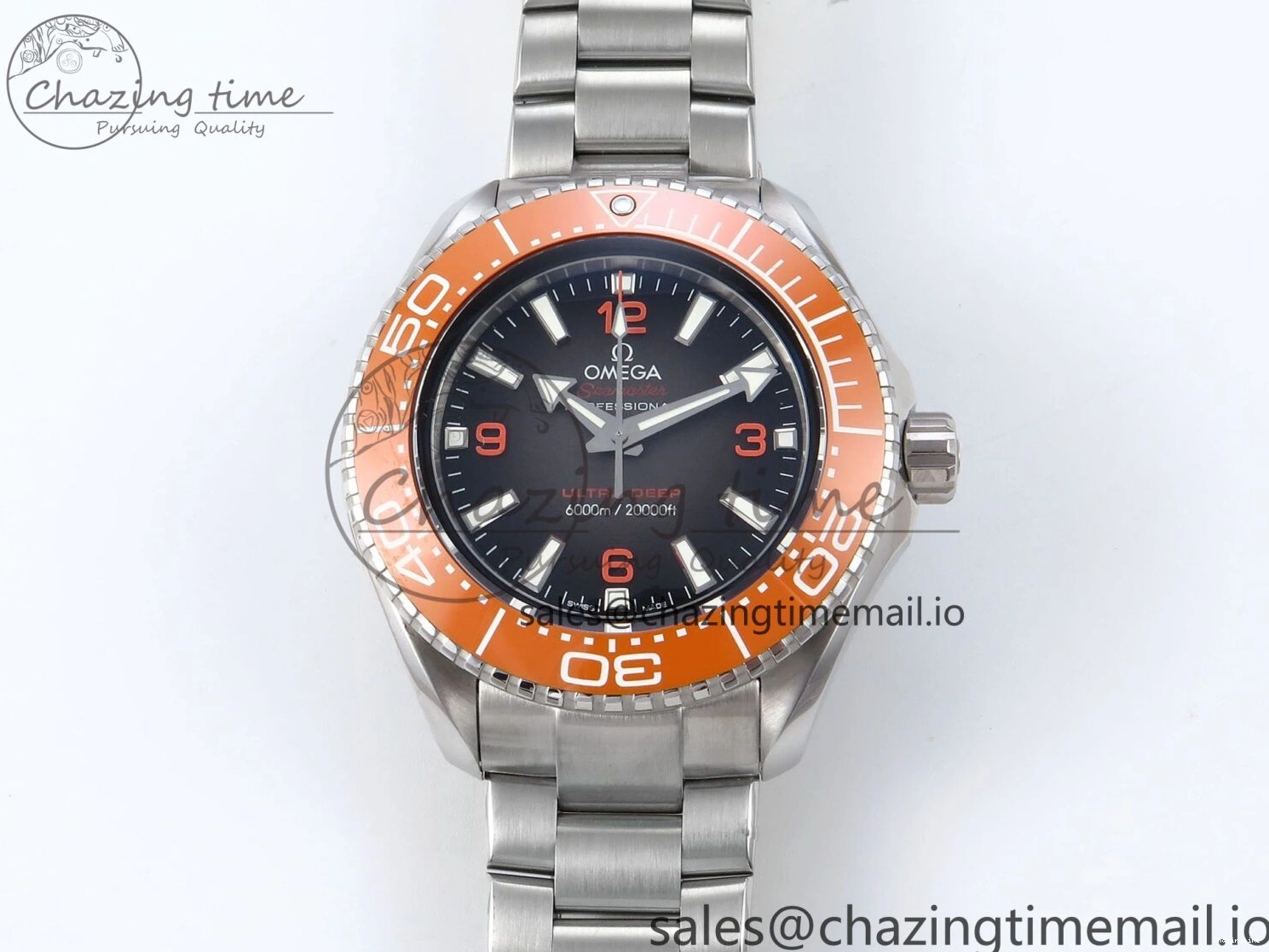 0408 Seamaster 6000M Ultra Deep SS VRF 1:1 Best Edition Gray Dial Orange Bezel on SS Bracelet A8912 Super Clone NewStyle 7687